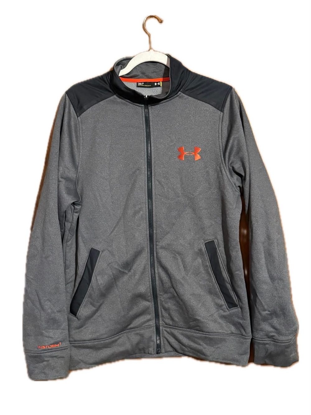 Under Armour Gray & Black Full-Zip Performance Jacket with Orange Logo